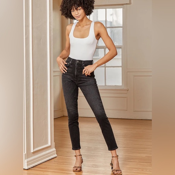 AGOLDE Black Distressed Pinch Waist Skinny High Rise Stretch Jeans size 27 - Picture 1 of 12